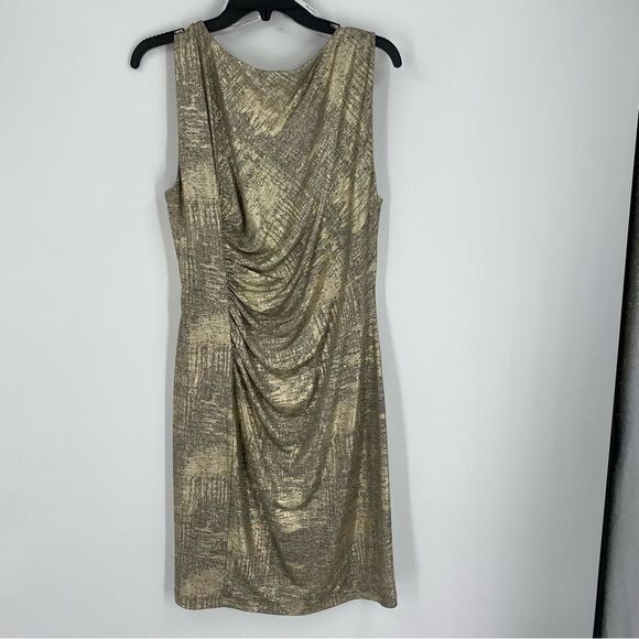 Calvin Klein Women’s Round Neck Sleeveless Gold Midi Dress size 14 - Picture 3 of 3